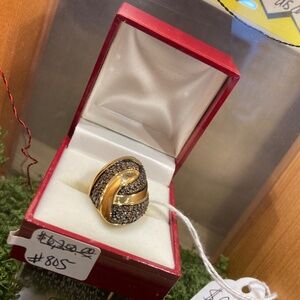 Certificate / Appraisal, Elegant Vintage Solid 14k Gold & Diamond Cocktail Ring